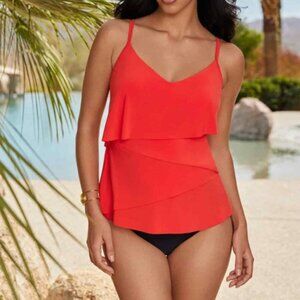 Magicsuit by Miraclesuit Chloe Tankini Swimsuit Top Persimmon Orange Size 16 NEW